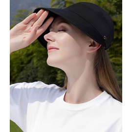 MEISO Sun Visor Hat for Women, Wide Brim Sun Hat for Women UV Protection, Summer Hats for Women Golf Beach Visor Cap Black