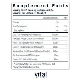 Vital Nutrients - Whole Fiber Fusion Powder - Natural Source of Dietary Fiber - Vegetarian - 261 Grams