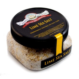 Lime Fine Sea Salt - All Natural Pure Sea Salt Infused With Succulent Lime - Tartness Without Sour Or Bitter Taste For Cooking Finishing Or Rimming -Gluten Free No-MSG Non GMO - 4 Ounces Stackable Jar