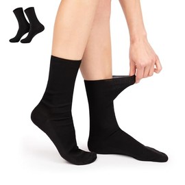 Men's Women's Socks 5, 10 or 20 Pairs 100% Cotton Men's Women's Black Health Socks Comfort Cuffs, Without Rubber 35-38, 39-42, 43-46, 47-49 Hand-linked, Black / 5 Pairs