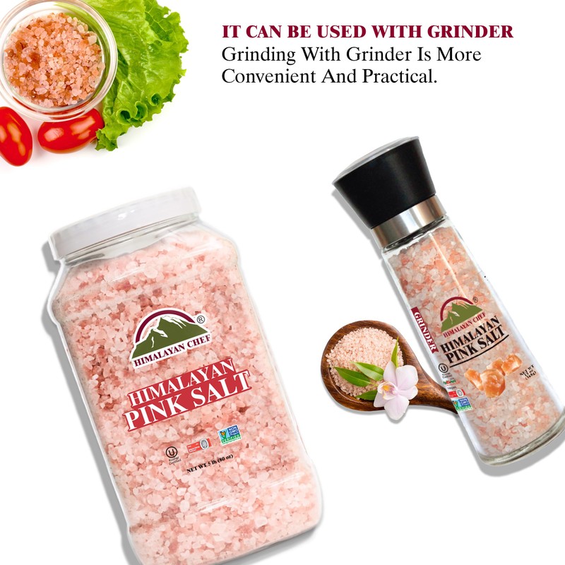 Himalayan Chef Pink Salt Coarse Grain, Salt for Grinder Refill