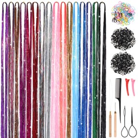 FRCOLOR 1set Hair Tinsel Extensions Kit Braiding Tools Color Hair Strands for Braids Easy to Apply