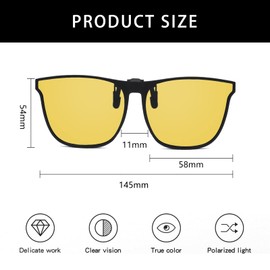 YAMEIZE 3 Pairs Polarised Clip On Sunglasses for Men and Women Clip On Sunglasses for Flip-Up UV400 Protection Flip Up Glasses Driving Travel Fishing, Grey + Leopard + NV