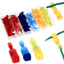 QWORK® 120pcs T-Tap Wire Terminals Kit, T-Tap Electrical Connectors, Spade Terminals Kit, with Storage Case for Automotive & Electrical Applications