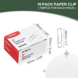 M&G 1000pcs Paper Clip, 28mm Small Paper Clip Medium Metal Clips Rust-Proof Strong Durable Bulk for Paper Office, 6 Pack Carton, Silver Tone