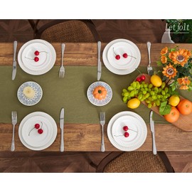 Letjolt Olive Green Table Runner 72 Inches Rustic Farmhouse Table Runner Cotton Runner Plain Table Decor