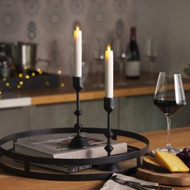 Luminara - Flameless Battery Operated Taper Candle - White - Pack of 2-1x6 inch - LED Flickering Flame - Realistic Safe for Home Kids and Pets