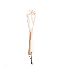 Egg Whisk Gold Rose Whisk Wooden Handle Stainless Steel Whisk Egg Beater Rose Gold Mixing Cooking Tools Firm Durable Cream Frother Baking Utensils (S)