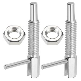 PATIKIL Retractable Indexing Plunger Pin, 2 Pcs M6x1 Stainless Steel Spring Safety Pin Spring Loaded Latch Telescopic Locking Pin with L-Handle for Industrial Equipment