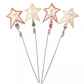 Factory Direct Craft Set of 6 Assorted Christmas Star 16" Metal Picks