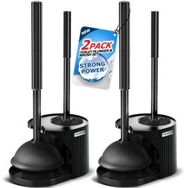 FORASTO 2Pack 2 in 1 Toilet Brush and Plunger Set, Extended Handle Plunger,Toilet Bowl Brush Plunger Set,Bathroom Cleaning Tools,Toilet Brush Plunger Combo,Cleaning Brush,Cleaning Supplies
