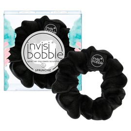 invisibobble SPRUNCHIE, True Black, Spiral Hair Ring Meets Hair Scrunchy, No Kinking, Strong Hold, Fashionable Scrunchy, 90s Trend, Suitable for All Hair Types