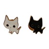 F NODE Black Cat White Cat Pin Badge Set of