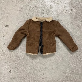 FIGLot MO-SDJK-TN: 1/12 Light Brown Suede Zipper Jacket w/ Fur Collar for 6" slim body