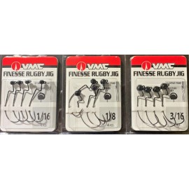 VMC FINESSE RUGBY JIG Head   - PICK WEIGHT  & BLACK OR GREEN PUMPKIN Many Sizes - BLACK, 3/16 OZ.