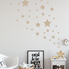 Wandkind Stars Set Children's Room 36 Pieces Star Stickers Starry Sky for Sticking Star Wall Sticker Wall Decoration (Beige)