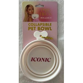 Iconic Collapsible Pet Bowl with Carabiner, White, Portable Travel Water and Food Bowl