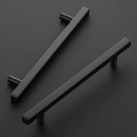 Ravinte 20 Pack 8-13/16" Square Cabinet Pulls Matte Black Stainless Steel Kitchen Cupboard Dresser Handles Cabinet Handles 8-13/16" Length, 6-3/10" Hole Center