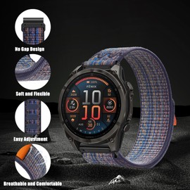 RosMank 22mm Quickfit Nylon Watch Band Compatible with Garmin Fenix 8 E 47mm/7 Pro/7/6 Pro/6, Sport Loop Replacement Strap for Epix/Approach S70 47mm/MARQ/Instinct 2/Forerunner 965/Descent G1,