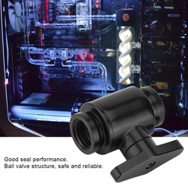 G1/4 Ball Valve, Black Valve, High Flow Ball Valve Structure, Water Cooling Valve with Handle, for Computer Water Cooling System (Black)