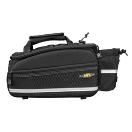 Topeak MTS TrunkBag EX 2.0 Water Resistant Cycle Trunk Bag with expandable pannier sides, attaches to a rack with straps, Black