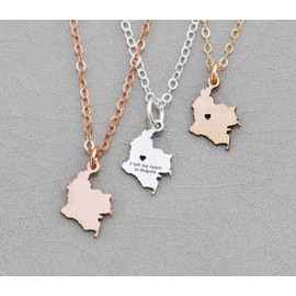 Colombia Necklace - IBD - Personalize Name Coordinates - Pendant Size Options - Sterling Silver 14K Rose Gold Filled Charm