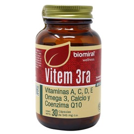 Vitem 3rsa - Suplemento Alimenticio - Vitaminas a, C, D y e, Omega 3, Calcio y Coenzima Q10 Frasco con 30 Cápsulas