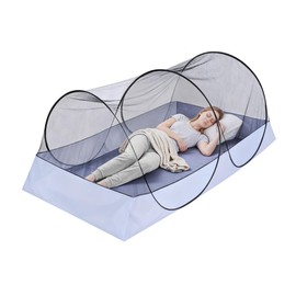 Gugxiom Foldable Mosquito Net, Portable Travel Mosquito Net Pop Up for Single Bed, for Bedroom, Outdoor, Camping (Gray Background with Black mesh)