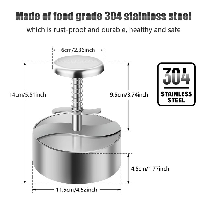 TIANTOU Burger Press, Adjustable Hamburger Meat Press, 304 Stainless Steel
