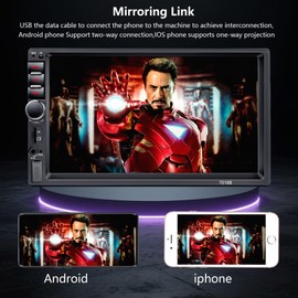 Double Din Car Stereo,7 Inch Car Radio with HD Touch Screen Bluetooth Car Stereo,Bluetooth Hands-Free Calling,Mirror Link,AUX/EQ/SWC