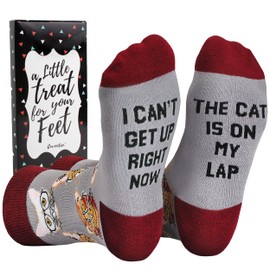 Cavertin Funny Socks for Women with Gift Box Cat Lover Dog Mom Book Lover Cat Mom Llama Unicorn Sloth Corgi (Cat Lover)