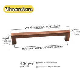 Aibeli 10 Pack Antique Copper Cabinet Handles 6.3 inch Hole Centers Stainless Steel Drawer Pulls Square Cabinet Pulls Cupboard Handles Dresser Pulls Kitchen Cabinet Hardware