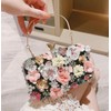 Floral Clutch Purse for Women Silk Glitter Evening Handbag Ladies