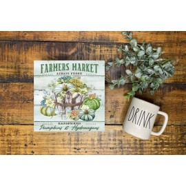 Twisted R Design Farmers Market Pumpkins and Hydrangeas Fall Handmade Wood Mini Small Sign
