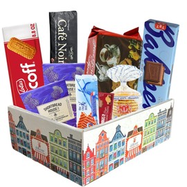 deReuze Dutch Snack Box from Netherlands Gourmet Cookies Pack - 8 Assorted Treats in a Flip-Top Box Stroopwafel Ginger Snaps Shortbread Chocolate Graham Crackers Gift for Men & Women