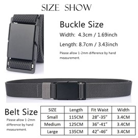 S-MAN Mens Quick Release Elastic Belt Outdoor Tactical Magnetic Buckle Stretch Webbed Work Golf Belts for Men 3.4CM Wide Black Length 135CM