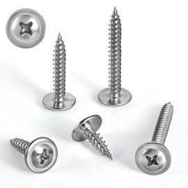 Krysay #8 x 1 Inch Wood Screws Phillips Modified Truss Head (60Pcs),304 Stainless Steel 18-8 Quick Metal Self-Tapping,Rust-Proof for Outdoor Furniture,Deck,Cabinets
