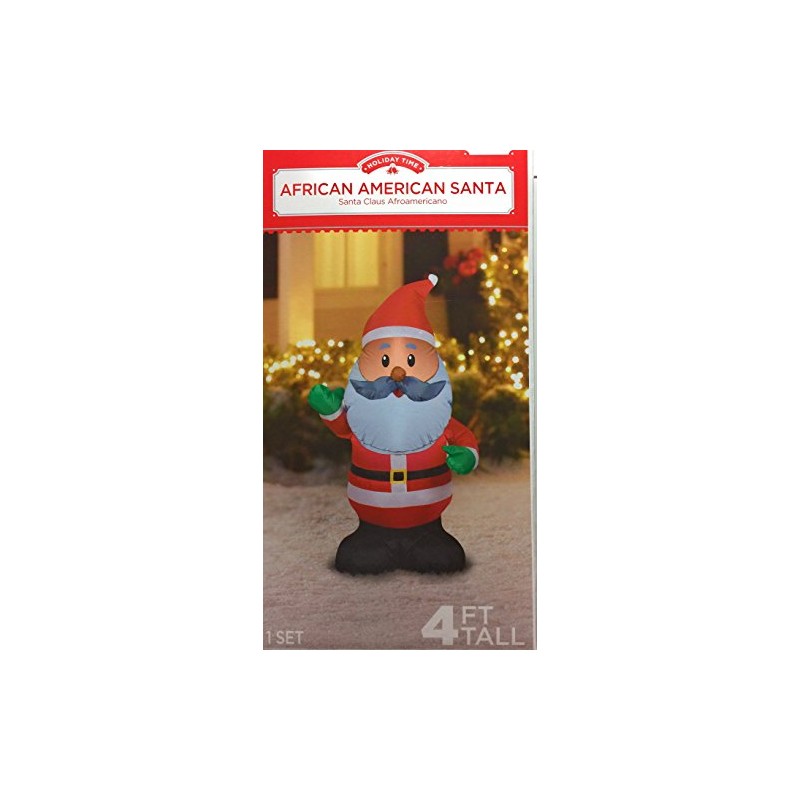African American Santa Claus Inflatable 4 foot Holiday Yard Decoration