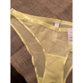 Auden Women's Size Large Yellow See Through Lace Cheeky Underwear NWT