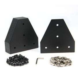 Yeebyee 4040 Corner Bracket Plate T Shape 5 Hole 90 Degree Outside Joining Plate with M6x16mm Screws and T-Nuts for 40 x 40mm Series Aluminum Extrusion Profile, 8pcs/Pack (Black-4040 T Shape)