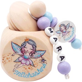 Zahndose Milchzähne Mädchen Motiv ZAHNFEE Milchzahndose personalisiert aus Holz als Geschenk der Zahnfee Aufbewahrung Milchzahn Zahnbox