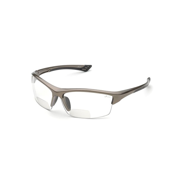 Elvex - WELRX350C10 RX-350C 1.0 Diopter Bifocal Safety Glasses, Metallic Brown Frame/Clear Lens