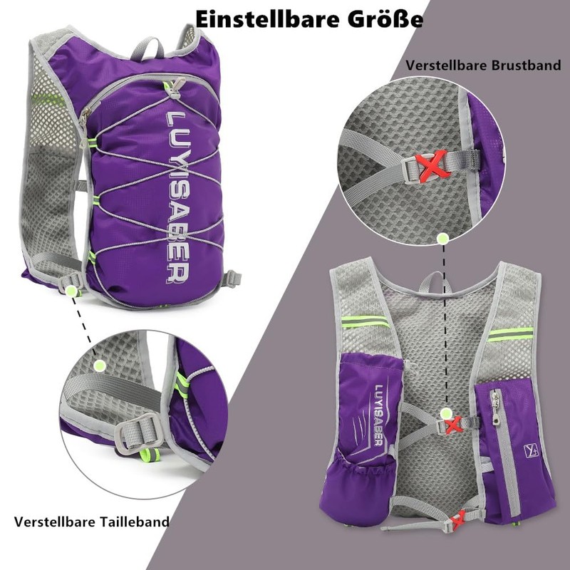 Running Vest Men Women Ultralight Breathable & Adjustable Hydration Backpack