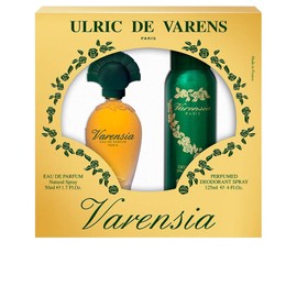 Ulric De Varens VARENSIA - Eau De Parfum for Women 2pcs Set- Earthy, Fruity, Floral Scent - Notes of Lotus Flower, Clove Raspberry, & Vanilla- Fruity & Floral- 1.7 Fl Oz + 4 Fl Oz Deodorant Spray