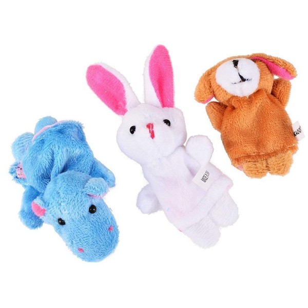 Xrten 10 Multicoloured Animal Finger Puppets, Soft Educational Hand Puppet