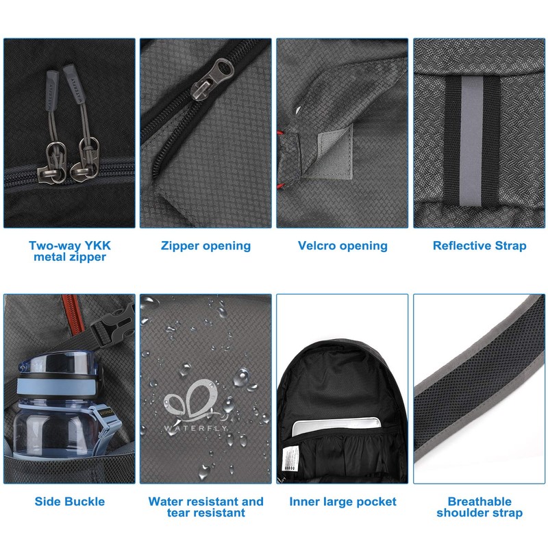 Waterfly Hiking Backpack, Ultralight Outdoor Backpack Foldable Waterproof Multifunctional Daypack
