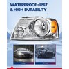ZonCar Headlight Assembly, Chrome Housing with Amber Reflector & Clear