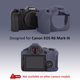VOVMOEYA カメラケース Canon EOS R6 Mark III用 アクセサリーセット Canon EOS R6 MarkIII用 シリコン保護カバー 0.25mm超薄型液晶強化ガラスフィルム2枚パック 滑り止め 傷防止, ネイビーブルー, ケース