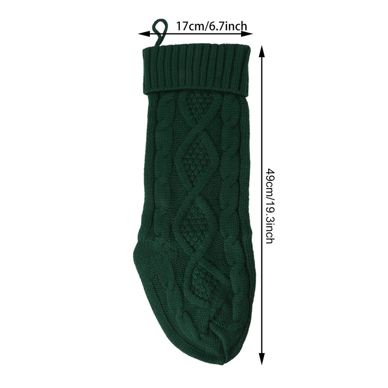 aoozleny Cable Knit Christmas Hanging Stockings Solid Color,2 PCS (Green)
