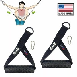 DUMBBELL Pilates Handle Fitness Gym Home Cable Machines Attachment Straps - Black